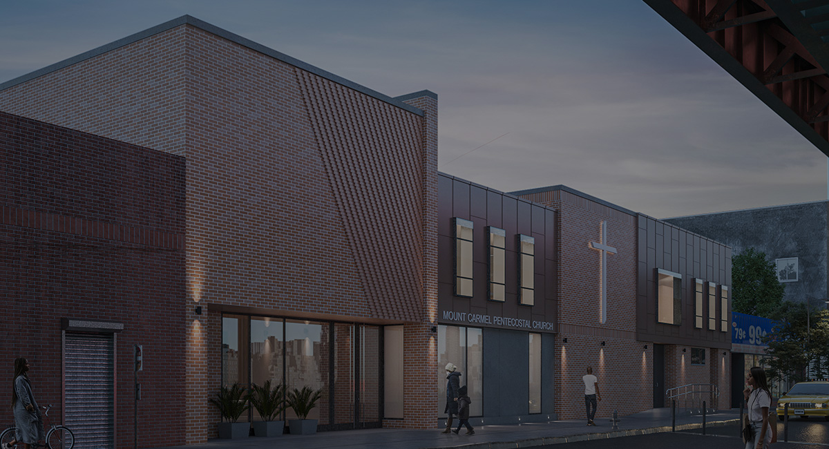 This is the image of the photorealistic 3d view of the church building which is made by using of the 3d cad design.